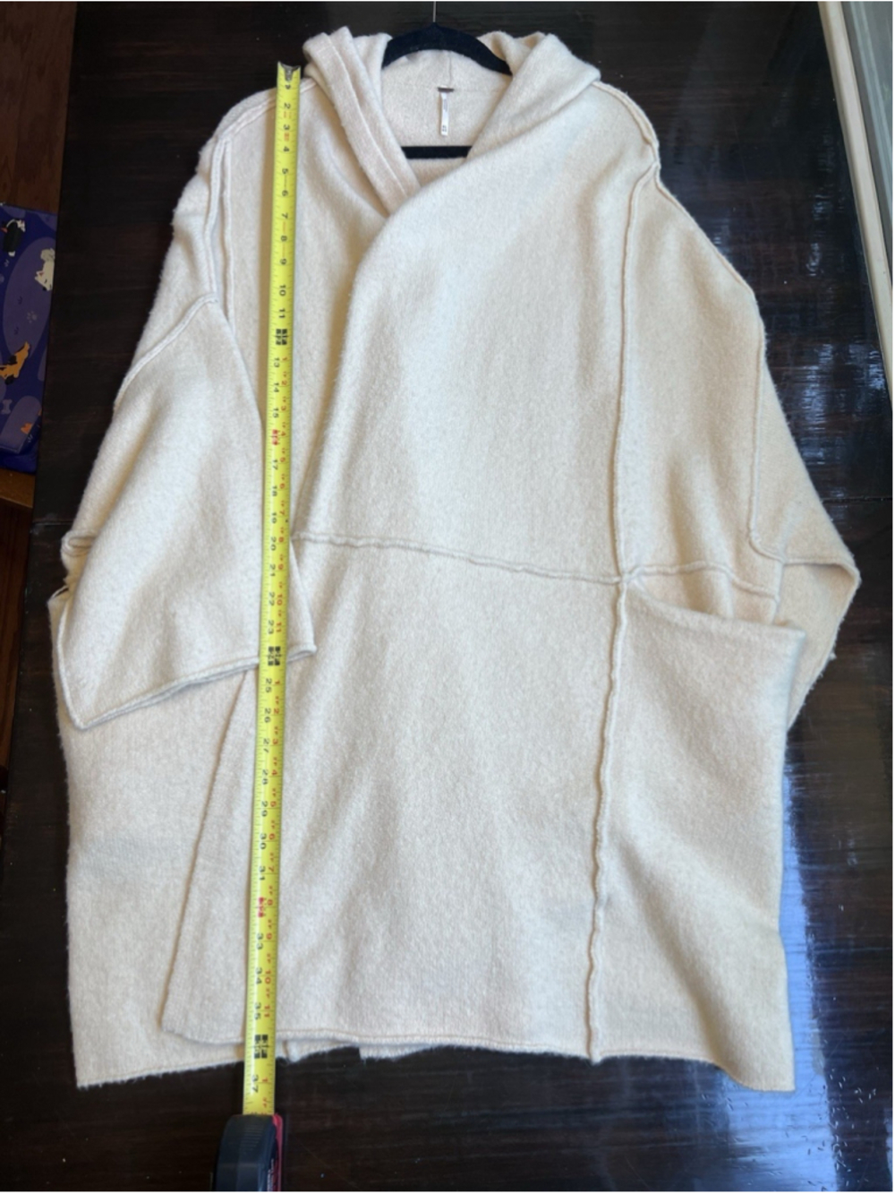 Free People All I Need Cozy Hooded Duster Lagenlook Boho Oversized Cream OS - Picture 10 of 15